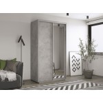 Шкаф-купе ХИТ ЛДСП с зеркалом, бетон, серебряный профиль, 1200х600х2200