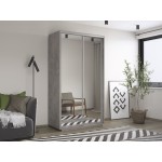 Шкаф-купе ХИТ с зеркалом, бетон, серебряный профиль, 1200х600х2200