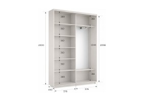 Шкаф-купе Экспресс с зеркалом, кашемир, серебряный профиль, 1200х450х2200