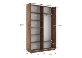 Шкаф-купе Экспресс, крафт табачный, серебряный профиль, 1200х450х2200