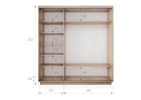 Шкаф-купе Экспресс, сонома, серебряный профиль, 1800х600х2200