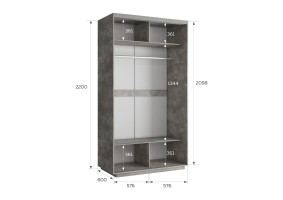 Шкаф-купе ХИТ ЛДСП, бетон, серебряный профиль, 1200х600х2200