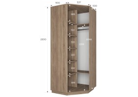 Шкаф угловой распашной, сонома, 900х900х2200