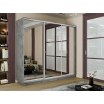 Шкаф-купе Экспресс с 3 зеркалами, бетон, серебряный профиль, 1800х450х2200