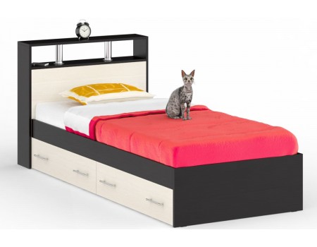 Кровать с ящиками 900 Камелия, цвет: Венге / Дуб Лоредо