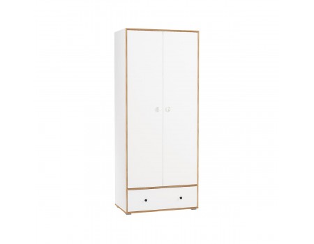 Шкаф для одежды Вуди 13.138, цвет: Белый премиум / Дуб Крафт золотой