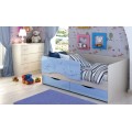 Кровать Алиса, цвет: Дуб Белфорт / Голубой металлик (блёстки)
