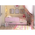 Кровать Алиса, цвет: Дуб Белфорт / Розовый металлик (блёстки)