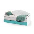 Кровать с ящиками Миа КР 051, цвет: Дуб Анкор / Белый / Бирюза