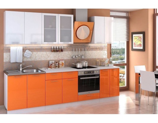 Кухня Ксения - композиция 4, цвет: Оранж / Белый