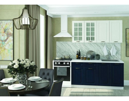 Кухня Мария - композиция 1, цвет: Синий / Дуб белый
