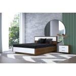 Кровать КР-4004 180х200, гикори джексон тёмный / белый бриллиант глянцевый
