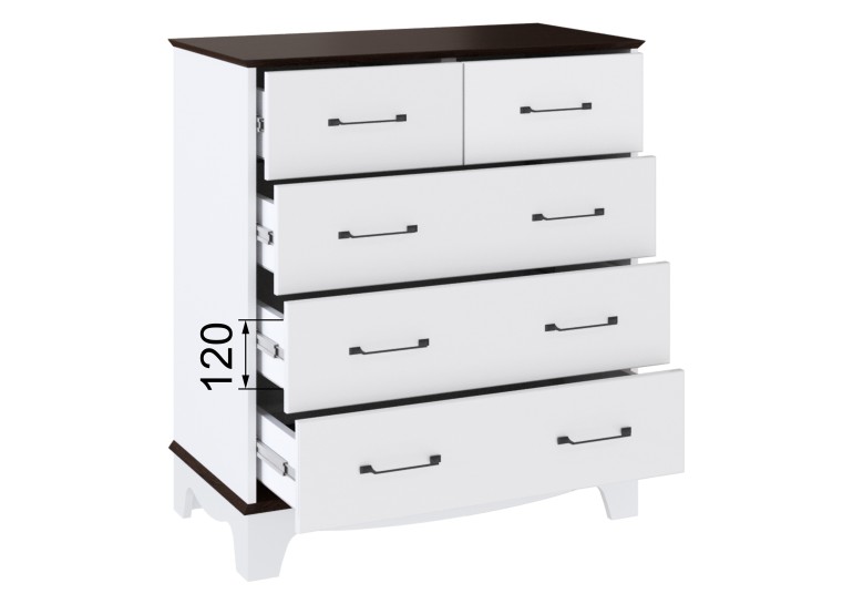 Комод Валенсия, венге + белый / белый снег