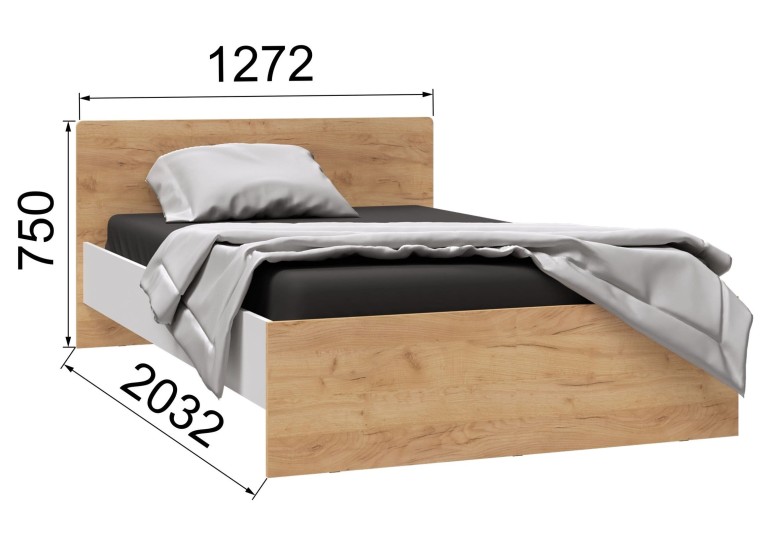 Кровать Лючия 120х200, белый / дуб крафт золотой