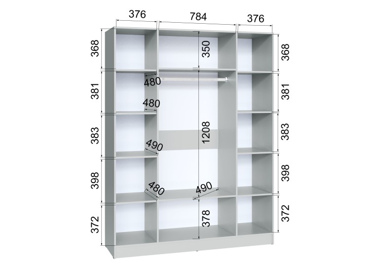 Шкаф Ларс 1,6 с зеркалом, камень серый / дуб крафт серый