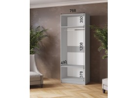 Шкаф Ларс 0,8 без зеркала, камень серый / графит серый