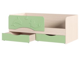 Кровать Алиса КР-812 80х160, дуб белфорт / салатовый металлик