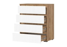 Комод 802 4 ящика Хелен КМ-02, дуб крафт золото / белый супермат