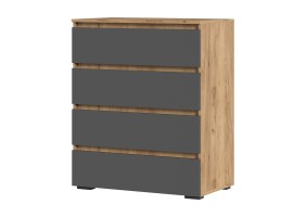 Комод 802 4 ящика Хелен КМ-02, дуб крафт золото / серый графит