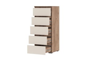 Комод 502 5 ящиков Хелен КМ-03, дуб крафт табачный / кашемир