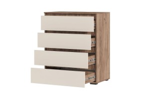 Комод 802 4 ящика Хелен КМ-02, дуб крафт табачный / кашемир
