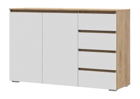 Комод 4 ящика Хелен КМ-06, дуб крафт золото / белый шагрень