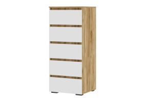 Комод 502 5 ящиков Хелен КМ-03, дуб крафт золото / белый шагрень