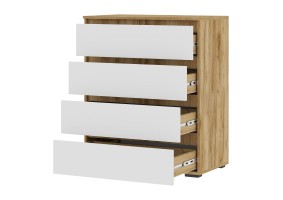 Комод 802 4 ящика Хелен КМ-02, дуб крафт золото / белый шагрень