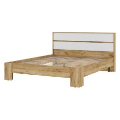 Кровать Хелен КР-03 160х200, дуб крафт золото / белый шагрень