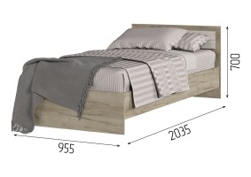Кровать Гармония КР-603 90х200, дуб крафт серый / дуб крафт белый