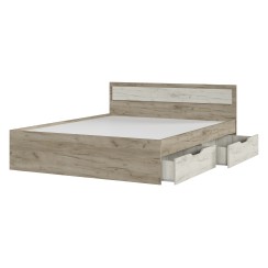 Кровать Гармония с ящиками КР-604 160х200, дуб крафт серый / дуб крафт белый