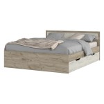 Кровать Гармония с ящиками КР-604 160х200, дуб крафт серый / дуб крафт белый