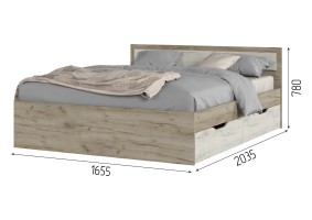 Кровать Гармония с ящиками КР-604 160х200, дуб крафт серый / дуб крафт белый