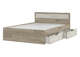 Кровать Гармония с ящиками КР-605 140х200, дуб крафт серый / дуб крафт белый
