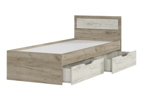 Кровать Гармония с ящиками КР-607 80х200, дуб крафт серый / дуб крафт белый