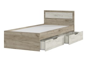 Кровать Гармония с ящиками КР-608 90х200, дуб крафт серый / дуб крафт белый