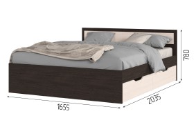 Кровать Гармония с ящиками КР-604 160х200, венге / дуб белфорт