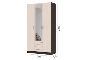 Шкаф трехстворчатый Гармония ШК-601 М, венге / дуб белфорт