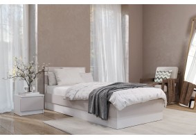 Кровать Соната 90х200, белый текстурный / кашемир