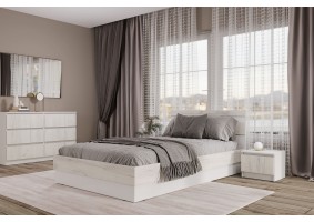 Кровать Соната 120х200, белый текстурный / дуб крафт белый