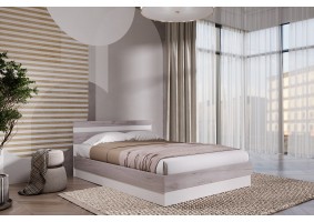 Кровать Соната 140х200, белый текстурный / дуб крафт серый
