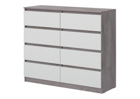 Комод Соната 3 1200 8 ящиков, дуб крафт серый / белый текстурный
