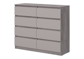 Комод Соната 3 1200 8 ящиков, дуб крафт серый / кашемир