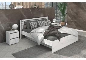 Кровать Лиана 160х200, дуб крафт белый / графит
